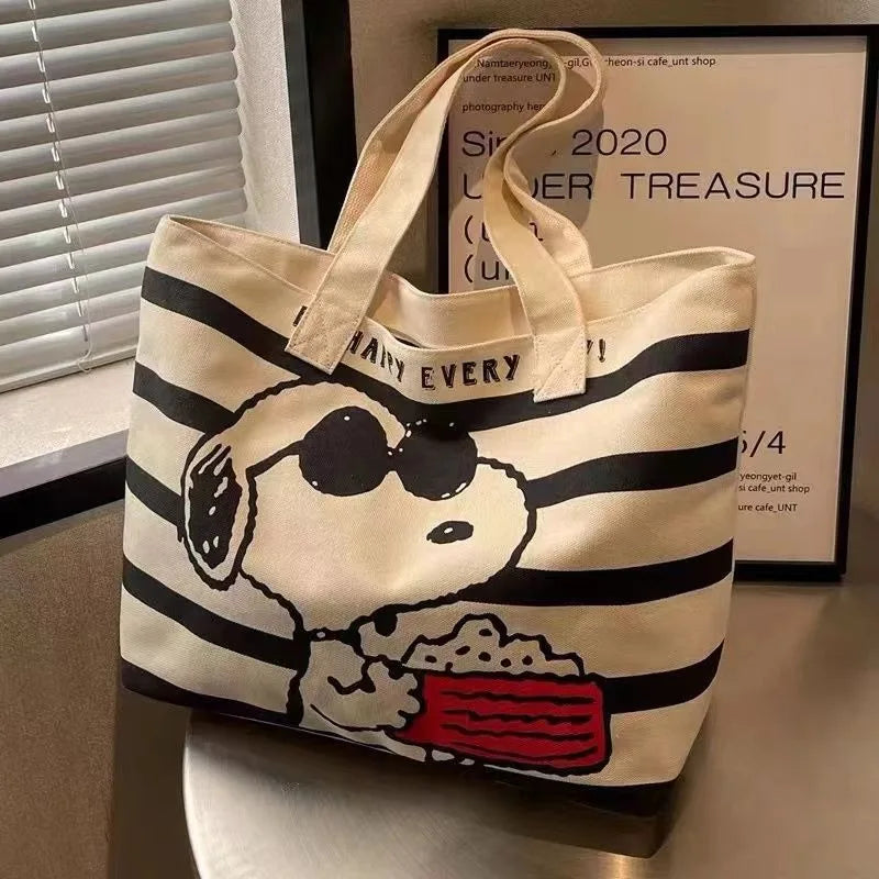 Bolsa de Lona Snoopy com Grande Capacidade para Estudantes e Mamães