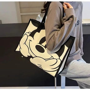 Bolsa Casual Grande de Lona Mickey Mouse para Mulheres - Versátil e Fashion