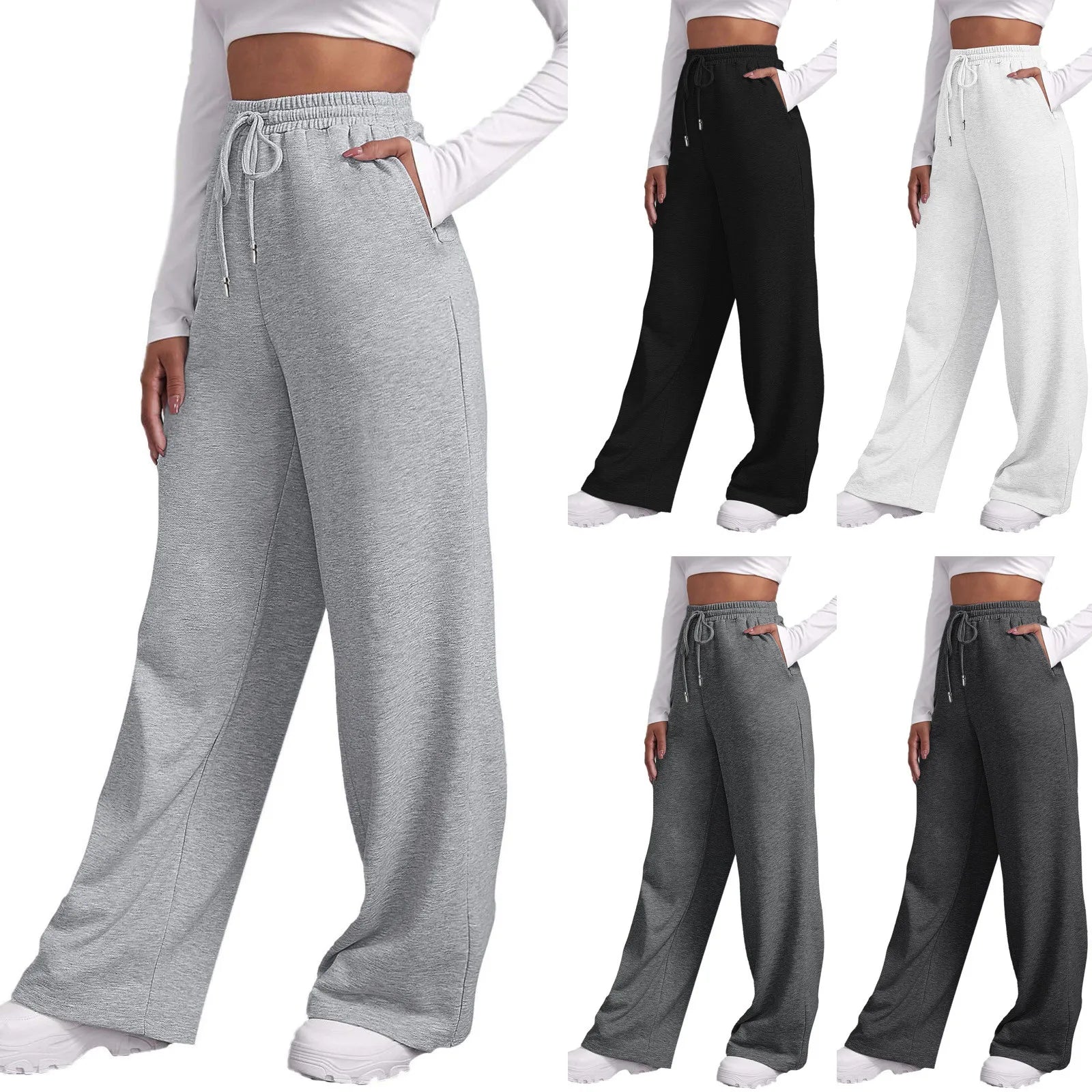 Calça Jogger Moleton Feminina de Cintura Alta com Bolsos