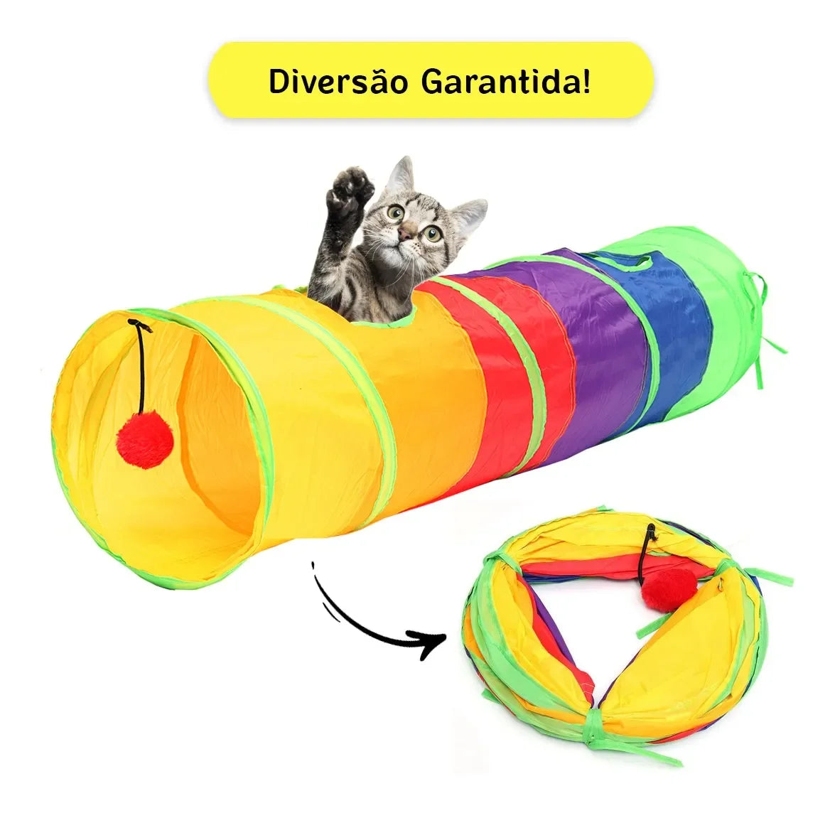 Túnel Interativo Dobrável PetPlay para Gatos e Pequenos Animais