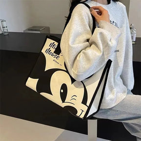 Bolsa Casual Grande de Lona Mickey Mouse para Mulheres - Versátil e Fashion